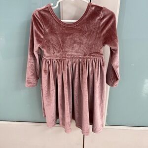 Pink Chicken Velvet Kids Dress in Dusty Rose